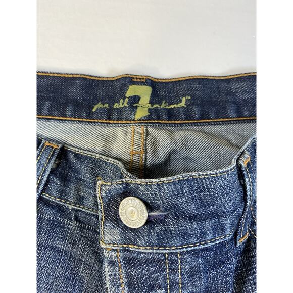 7 FOR ALL MANKIND Relaxed Straight Distressed Stone Wash Blue Jeans. 34x33 - Picture 5 of 11